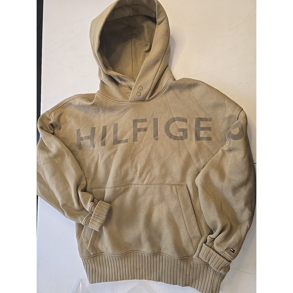 Tommy Hilfiger Spell Out Hoodie Sweater Y2K Men S Army Green Sweatshirt Pullover